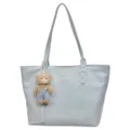 Sac cabas femme bleu clair grande capacité sac épaule décontracté sac à main avec pendentif ours. - Avec Pendentif / Bleu