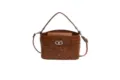 Brown heart embossed women shoulder handbag fashion top handle crossbody bag casual daily use - Brown