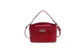 Red heart embroidered women shoulder crossbody handbag with top handle and stylish metal clasp. - Red