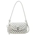 Sac à bandoulière à pois pour femme, joli sac à main croisé avec nœud, cœur et dentelle élégante. - Avec Pendentif / Blanc Cassé