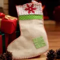 Large linen Christmas stocking for holiday gift bag and festive seasonal decoration - Linen Patch Snowflake Decor
