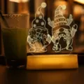 Cozy 3D Christmas gnomes acrylic night light featuring warm yellow glowing effect - Warm Light - 3D Gnome