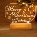 Creative 3D acrylic night light with warm heart-shaped Merry Christmas design gift - Warm Light - Heart Shape Merry Christmas