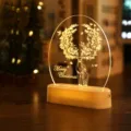 3D acrylic elk night light with warm round base for Christmas gift - Warm Light - Round Reindeer