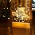 3D acrylic night light with warm Christmas bell design - Warm Light - Round Christmas Bells