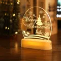 3D acrylic Christmas night light with warm glow circle design 13cm - Warm Light - Round Merry Christmas