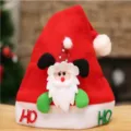 Bonnet de Père Noël avec oreilles de souris accessoire de fête de vacances pour adultes - Chapeau de Père Noël Brossé Adulte avec Oreilles