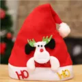 Bonnet de Noël en peluche renne chapeau rouge festif pour décoration de fête de fin d'année - Bonnet de Noël renne en polaire « Ho » adulte