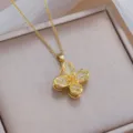Gold four-leaf flower rotating zircon necklace elegant clavicle chain fashion jewelry accessory - Gold Rotating Clover (X0500)