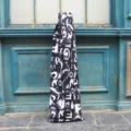 Black and white graffiti diving fins bag, portable long equipment storage backpack. - Fin Bag / Letter Graffiti