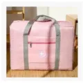 Pink foldable travel duffel bag with grey handles, front zipper pocket and luggage sleeve. - Large / Pink Thickened Double Layer
