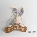 Paashaas hangende decoratie met houten welkomstbord, stoffen konijnenhanger voor thuis. - Stijl 12