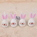 Œufs de décoration de Pâques en plastique suspendus ornements avec oreilles de lapin fête - Ensemble 02