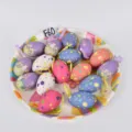 Oeufs peints en plastique decoratifs de Pâques ensemble d'ornements de simulation avec rubans - Ensemble 11