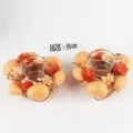 Easter egg candle holder set, rustic twig wreath with glass cups for holiday party table decor. - Style 01