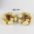 Easter decorative rattan wreath candle holder with eggs and glass cup details showcase - Style 02