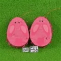 Décoration suspendue œuf de Pâques lapin rose en papier mâché fête vitrine 15cm - Modèle 09 (une paire)
