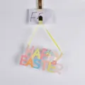 Wooden Easter hanging sign detail, pastel letter decoration with flower and butterfly accent. - Wooden Letter Hanging