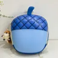 Blue acorn-shaped children's EVA backpack featuring cute plush squirrel keychain variant - Blue
