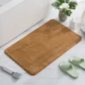 Alfombra de baño antideslizante marrón lisa, alfombrilla de felpa suave y absorbente para el hogar. - 40x60cm / Camel