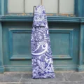 Blue and white abstract pattern long diving fins bag with drawstring and zipper pocket. - Fin Bag / Brave the Waves