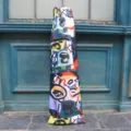 Diving fins bag with vibrant pop art face print, long portable drawstring equipment bag. - Graffiti Illustration Fin Bag