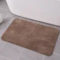 Solid color absorbent bathroom bath mat, soft non-slip floor rug for daily home use. - Tan