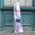 Portable diving fins storage bag with cute cat and geometric pattern, single shoulder strap. - Leaves & Cats Fin Bag