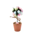 Paasei potted kunstmatige plant decoratie, kleurrijke gespikkelde eieren en bloemen boom 23cm. - Stijl A Bloemrijk