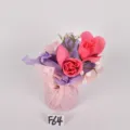 Artificial pink rose flower bouquet with colorful wrapping paper for home decoration gift - Style 24