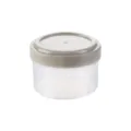 Portable transparent plastic seasoning jar with beige lid for kitchen and travel storage. - Four Circles Style
