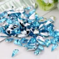 Blue teardrop acrylic rhinestones, sparkling pointed back flatback loose diamonds for crafts DIY. - Aqua