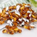 Acrylic pointed back rhinestones drop shape yellow crystals for DIY crafts decor 10pcs - Deep Golden