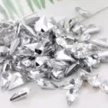 Crystal clear acrylic teardrop rhinestones, pointed back flat silver base gems for DIY crafts. - White