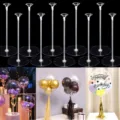 Clear plastic balloon stands with base poles for party wedding birthday table decor 10 sets pack - 10-Piece Table Balloon Set / Clear