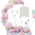 Kit de support d'arche de ballon rond avec des ballons colorés et accessoires de fête. - Support en anneau de 180 cm de diamètre / Blanc