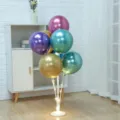Soporte de globos LED luminoso con globos metálicos coloridos para fiesta boda decoración. - Blanco cálido
