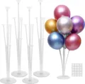 Clear plastic balloon table stand kit with bases and glue dots for party decoration - 4-Pack 7-in-1 Table Balloon Stands / Clear