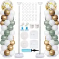 Vue détaillée des composants du kit de support de colonne de ballon de 2m pour fête et mariage. - Ensemble de colonnes de ballons 200+200 cm