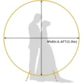 Vue détaillée montrant les dimensions du support de fond d'arche de mariage en métal doré. - Doré 2 m (modèle emballage court en spirale 44 cm)