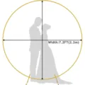 Détail de support d'arche de mariage ronde doré avec indication de largeur 2.2m pour décoration - Doré 2,2 m (modèle emballage court en spirale 44 cm)