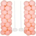 Balloon column stand kit with pink balloons for wedding birthday party decoration and celebration setup - White