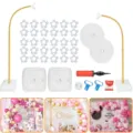Kit de Support d'Arche de Ballons Flexible 8FT et 6FT avec Bases et Accessoires Anniversaire - Or