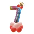 Globo de aluminio degradado número 7 con corona para fiesta de cumpleaños detalles decoración. - Juego de globos de látex degradados con número y corona rosa magenta mate 7