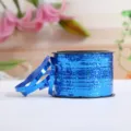 Blue glitter ribbon roll for wedding balloon decoration, shiny plastic string for party. - Blue