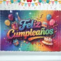 Fond de mur de fete d'anniversaire en panneau de paillettes carre avec impression coloree. - 90*60CM / Joyeux Anniversaire / Arc-en-ciel