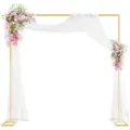 Kit de support de fond carré réglable en métal avec drapé blanc et fleurs roses pour mariage - Or - 6,6 pi x 6,6 pi