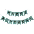 Blue birthday banner party decoration with gold letters happy birthday hanging garland - Green Birthday Banners
