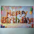 Square sequin wind panel birthday party background wall with cute animal letters. - 90*60CM / Happy Birthday Animals / Multicolor