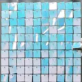 Panneau mural de paillettes carrees scintillantes fond iridescent pour fete mariage - Bleu Fantaisie